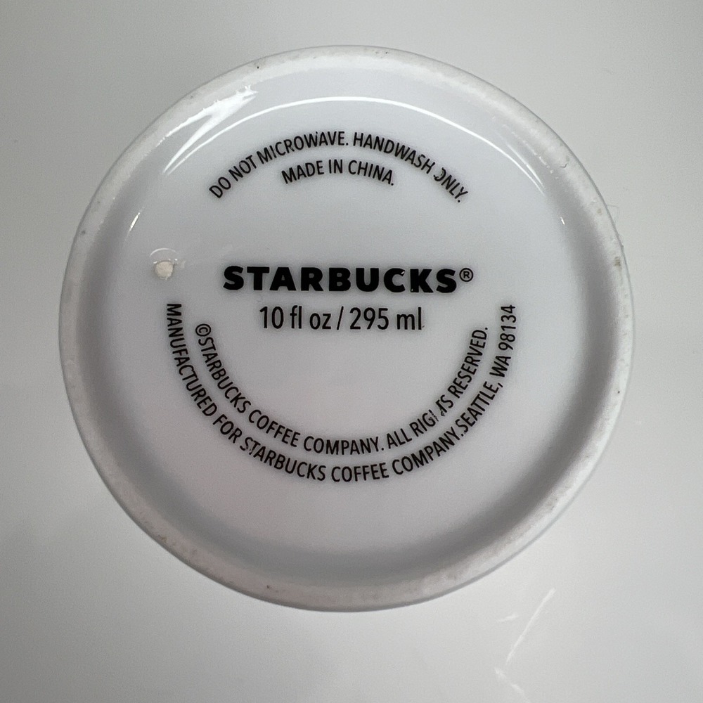 Starbucks White Ceramic Tall Coffee Travel Cup Mug Tumbler 10 oz w/ Lid Mermaid - Picture 6 of 6